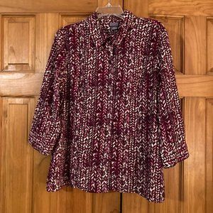 NWOT Vintage Laura Scott 3/4 Sleeve Top Blouse XLP